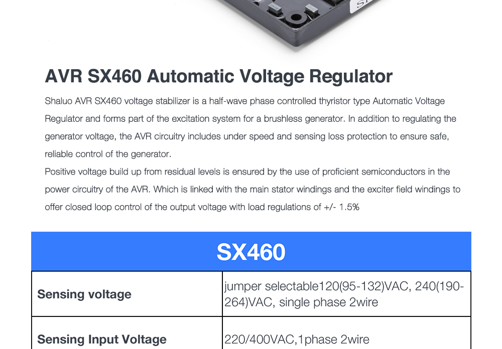 Tarjeta Avr de repuestos para generador diésel sin escobillas SX460