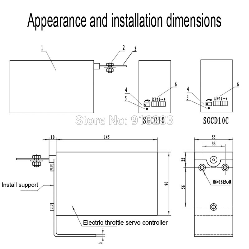Generador diésel, acelerador de motor eléctrico, maquinaria de construcción, controlador de interruptor de combustible, 24V SGCD10