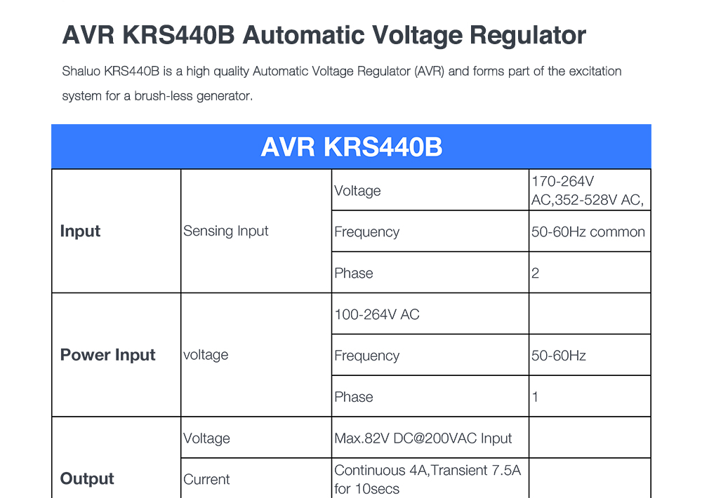 Alternador KRS440B Avr, conjunto de generador diésel trifásico, placa electrónica, diagrama de circuito estabilizador de voltaje automático
