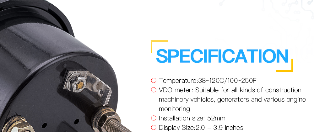 Kit de generador diésel VDO medidor de temperatura del agua 12V 24V 38~120C